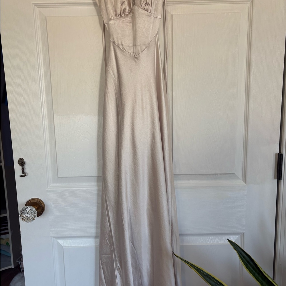 Chic Cream Satin Midi Dress